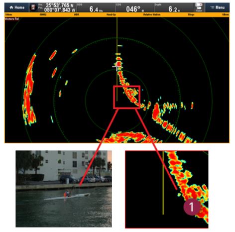 Мелкая цель на дисплее Raymarine