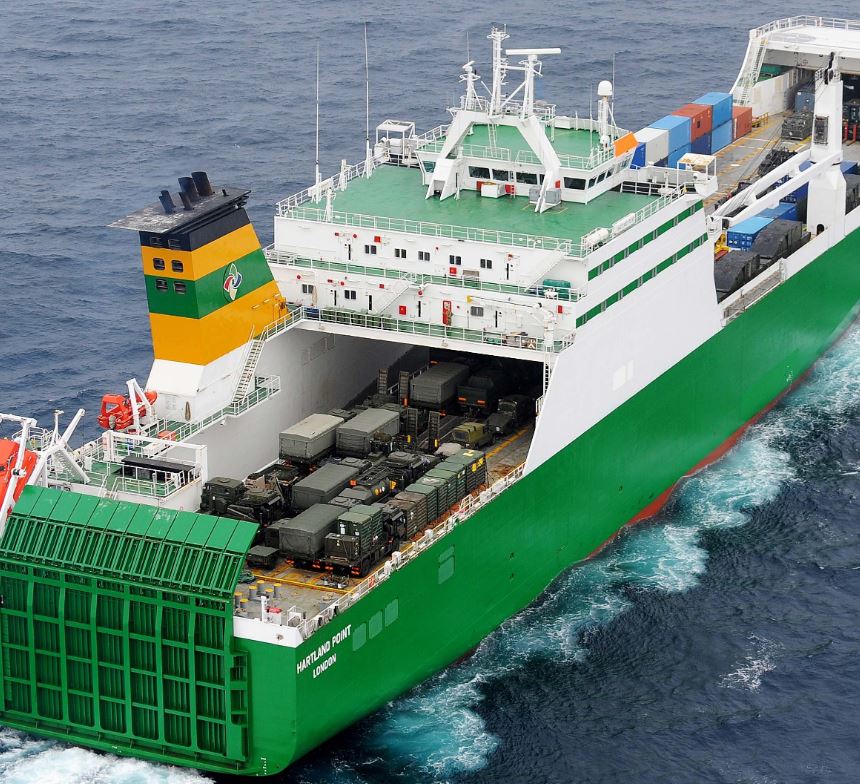 Судно с задраиваемой аппарелью ниже палубы переборок