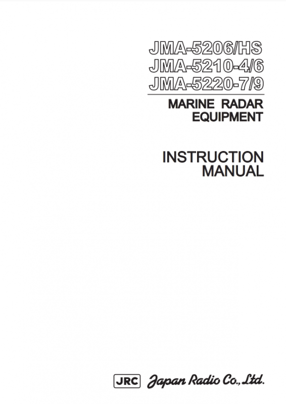 Руководство по эксплуатации JRC JMA-5206-HS, 5210-4/6, 5220-7/9 Руководство по эксплуатации JRC JMA-5206-HS, 5210-4/6, 5220-7/9