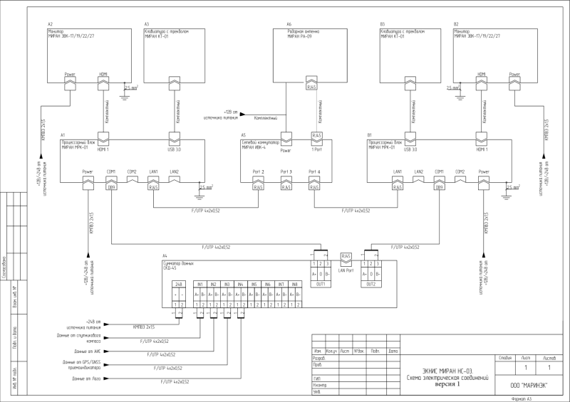 Электронная схема подключений ЭКНИС МИРАН-НС03