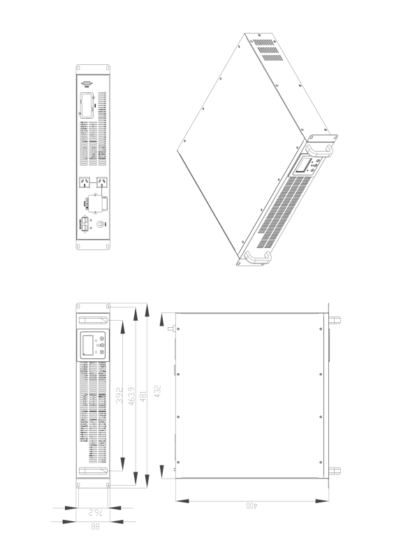 Габаритные размеры ИБП МИРАН РМ-ИБП-220-220-1