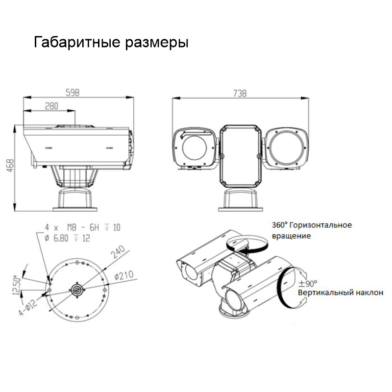 Габаритные размеры камеры