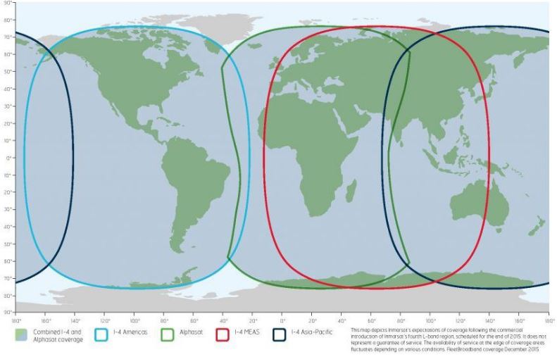 Покрытие Inmarsat FleetBroadband (FBB)