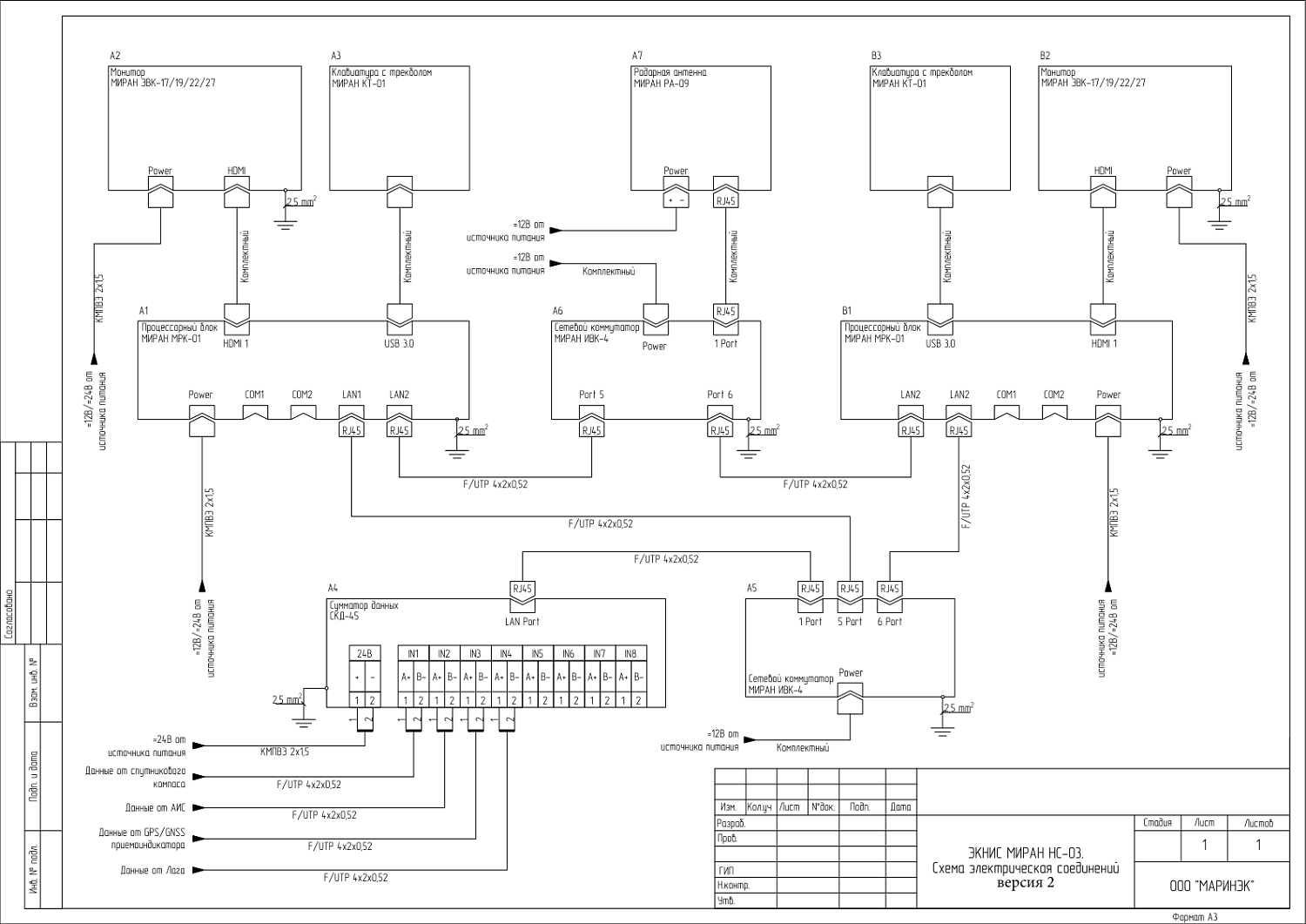 Версия 2. Электронная схема подключений ЭКНИС МИРАН-НС03