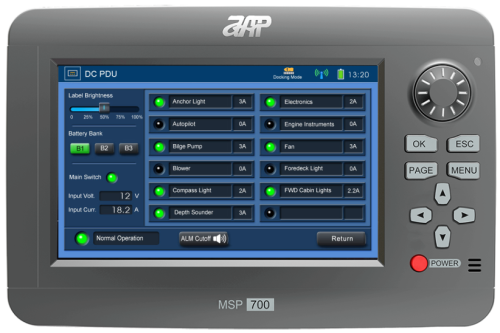 APM AC&DC PDU Main Panel, 220VAC Main/4 Positions+12VDC/7 Positions