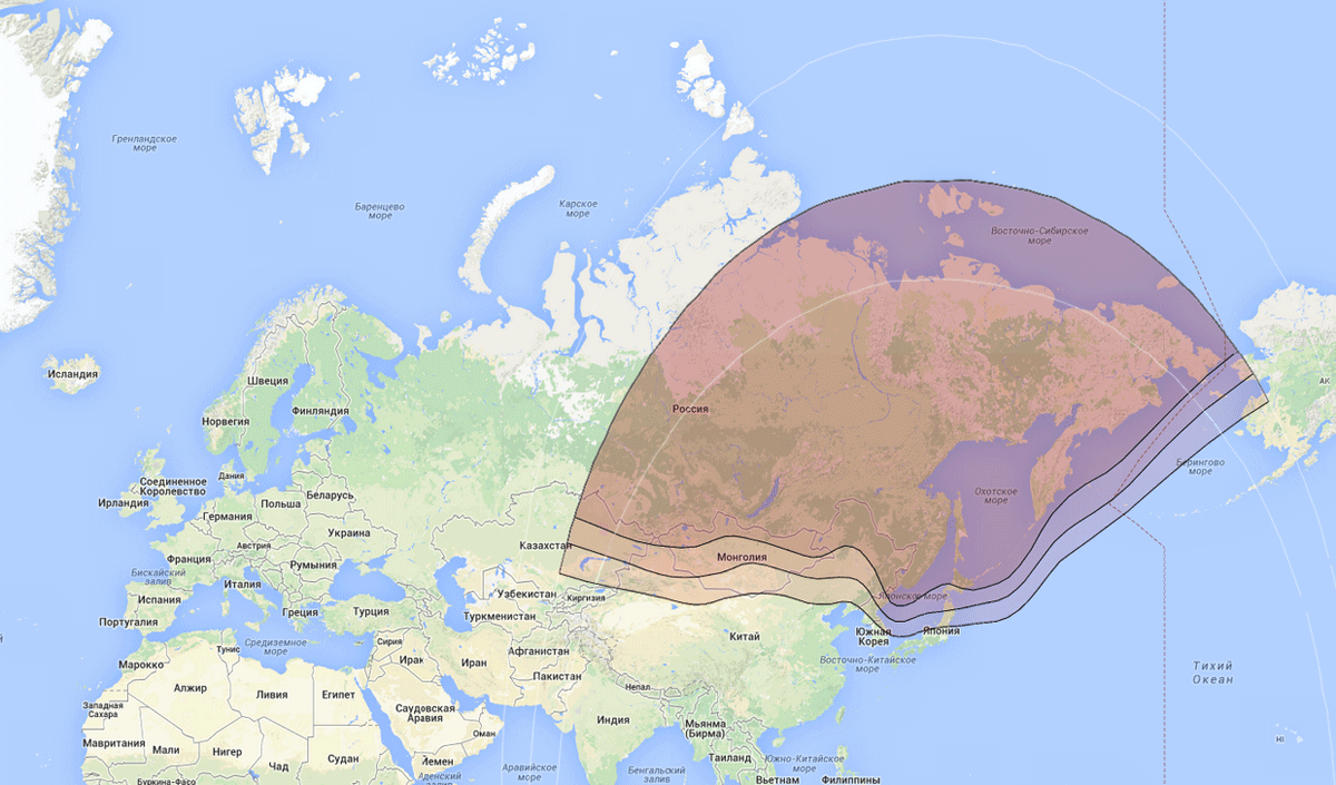 Карта покрытия спутников