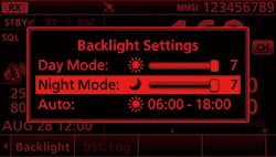 Icom IC-M803 экран ночного режима