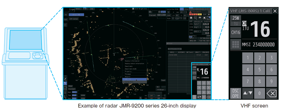 JRC пример радара 26 дюймов и экран VHF JRC пример радара 26 дюймов и экран VHF
