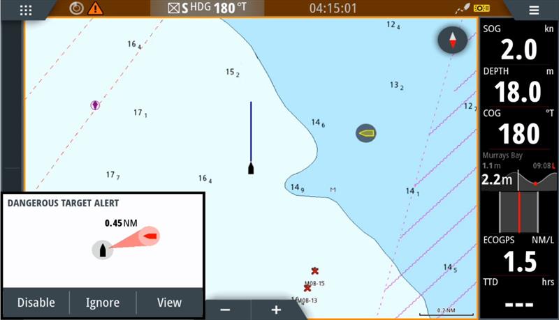 Отображение опасности на МФД Simrad